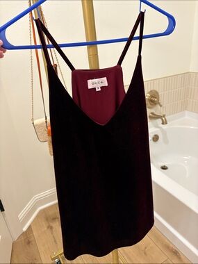 Space 46 Boutique Velvet Slip Tank - Wine